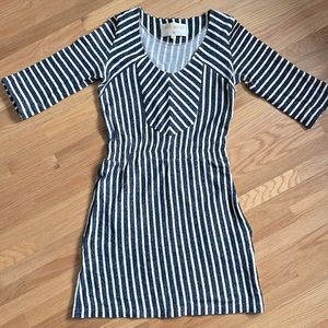 Lauren Moffatt Blue White Striped French Terry Knit Dress size 6